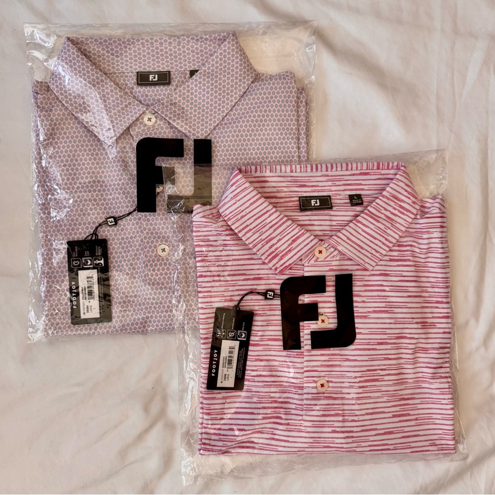 FootJoy Men's Pink and Purple Casual Shirts